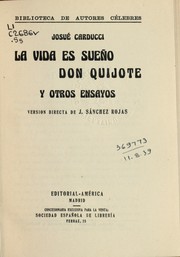 Cover of: La vida es sueño, Don Quijote y otros ensayos