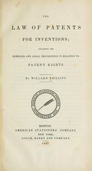 Cover of: The law of patents for inventions: including the remedies and legal proceedings in relation to patent rights.