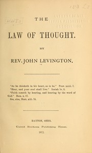 Cover of: The law of thought