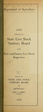 Cover of: Laws affecting the State live stock sanitary board and state and county live stock inspectors