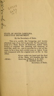 Cover of: Laws of the state of South Carolina pertaining to migratory and shell fish, shad, sturgeon, oysters, clams and terrapin. 1917