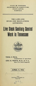 Cover of: The laws and rules and regulations governing live stock sanitary control work in Tennessee ...