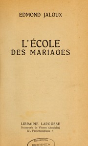 Cover of: L'école des mariages