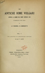 Cover of: Le antiche rime volgari by Alessandro D'Ancona