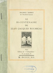 Cover of: Le bi-centenaire de Jean-Jacques Rousseau