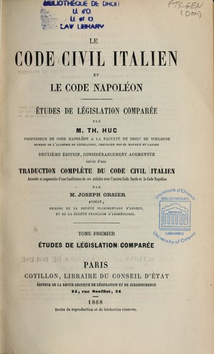 Le Code civil italien et le Code Napoléon by Théophile Huc