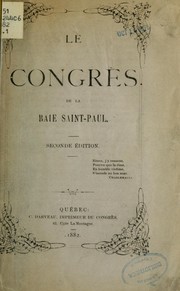 Cover of: Le Congrès de la Baie Saint-Paul