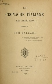 Cover of: Le cronache italiane nel medio evo by Balzani, Ugo conte