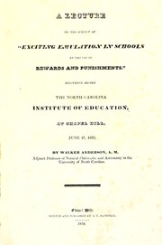 Cover of: A lecture on the subject of "Exciting emulation in schools by the use of rewards and punishments"