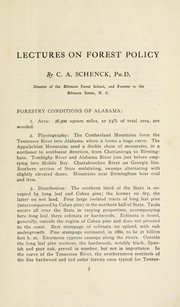 Cover of: Lectures on forest policy by Schenck, Carl Alwin