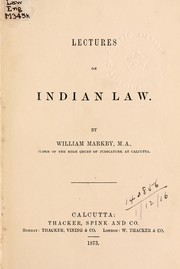 Cover of: Lectures on Indian law by Markby, William Sir