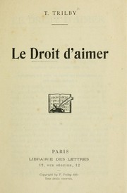 Cover of: Le droit d'aimer