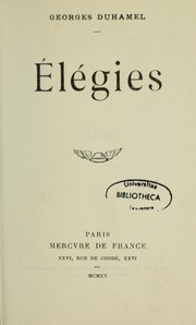 Cover of: Élegies