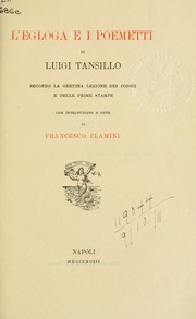 Cover of: L'egloga e i Poemetti by Luigi Tansillo