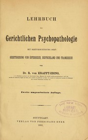 Cover of: Lehrbuch der gerichtlichen psychopathologie by Richard von Krafft-Ebing
