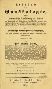 Cover of: Lehrbuch der Gynäkologie by Carl Gustav Carus