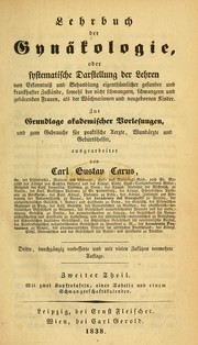 Cover of: Lehrbuch der Gynäkologie by Carl Gustav Carus