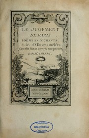 Cover of: Le jugement de Pâris: poëme en IV. chants, suivi d'Oeuvres mêlées