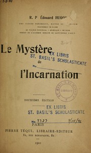 Cover of: Le Mystère de l'Incarnation by Edouard Hugon