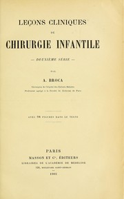 Cover of: Leçons cliniques de chirurgie infantile: deuxième série