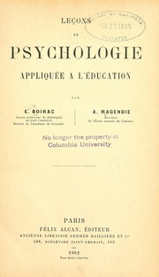 Cover of: Leçons de psychologie appliquée à l'éducation by Émile Boirac