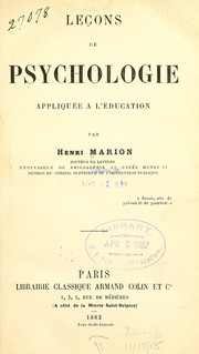 Cover of: Leçons de psychologie appliquée à l'éducation