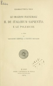 Cover of: Le orazioni inaugurali, il De Italorum sapientia, e le polemiche by Giambattista Vico