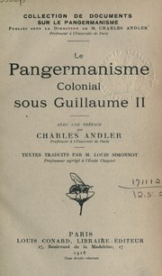 Cover of: Le pangermanisme colonial sous Guillaume II