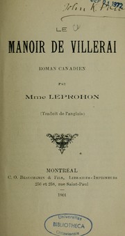 Cover of: Le Manoir de Villerai: roman canadien