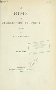 Cover of: Le rime di Serafino de' Ciminelli dall'Aquila