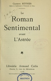 Cover of: Le roman sentimental avant l'Astrée