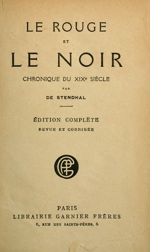 Le Rouge Et Le Noir 1800 Edition Open Library