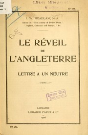 Cover of: Le réveil de l'Angleterre, lettre à un neutre