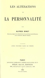 Cover of: Les alterations de la personalite
