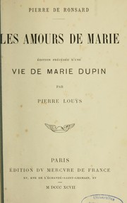 Cover of: Les amours de Marie by Pierre de Ronsard