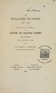 Les boulangers de Colmar, 1495-1513 by Paul Alfred Merklen