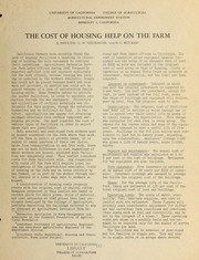 Cover of: The cost of housing help on the farm