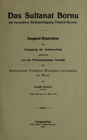 Cover of: Das Sultanat Bornu mit besonderer Berücksichtigung DeutschBornus by Arnold Schultze