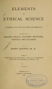 Cover of: Elements of ethical science