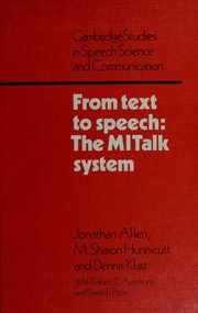Cover of: From text to speech by Allen, Jonathan