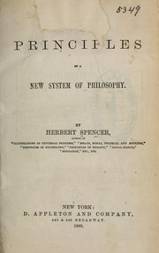 Cover of: First principles of a new system of philosophy