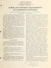 Cover of: Labor and material requirements of California vegetables by John H. MacGillivray