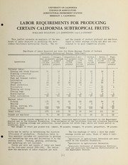 Cover of: Labor requirements for producing certain California subtropical fruits