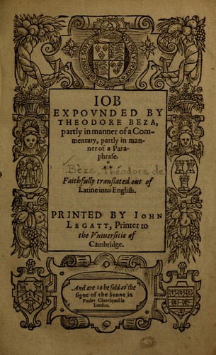 Job expounded by Theodore Beza by Théodore de Bèze