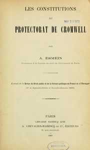 Cover of: Les constitutions du protectorat de Cromwell