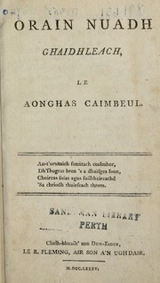 Cover of: Orain nuadh Ghaidhleach by Campbell, Angus