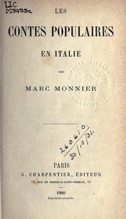 Cover of: Les contes populaires en Italie by Marc Monnier