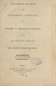 Cover of: Thoughts on the abuse of figurative language as applied to religious subjects | John Hancock