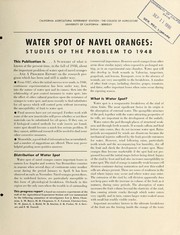 Cover of: Water spot of navel oranges: studies of the problem to 1948