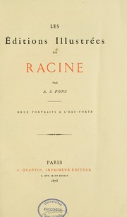 Cover of: Les éditions illustrées de Racine by A. J. Pons